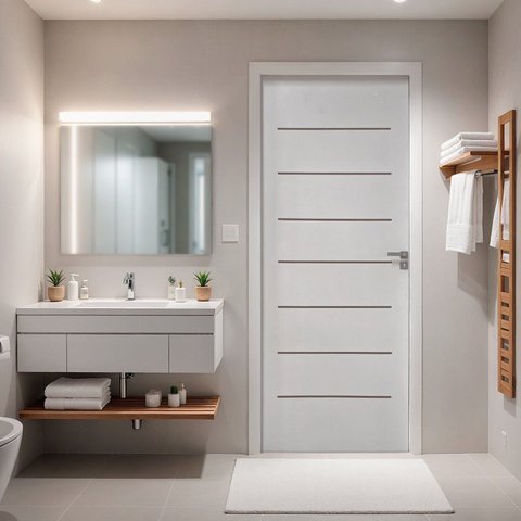 Kit Porta de Madeira 215x67cm Batente 20cm Cristal Primer com Guarnição Uniportas Abertura Esquerda