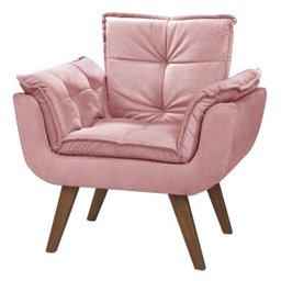 Poltrona Decorativa Opala Suede Rosa Veredas - 1