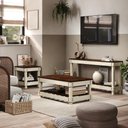 Ver imagem 5 de Mesa de Centro de Madeira com Prateleira Branco Envelhecido