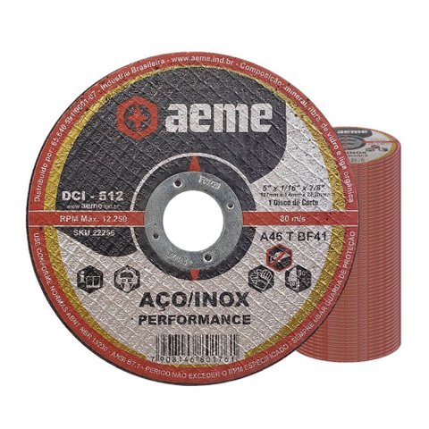 Disco Corte Fino Aeme Dci 512 5x1/16x7/8 (127x1.6x22.22) 50 Unidades