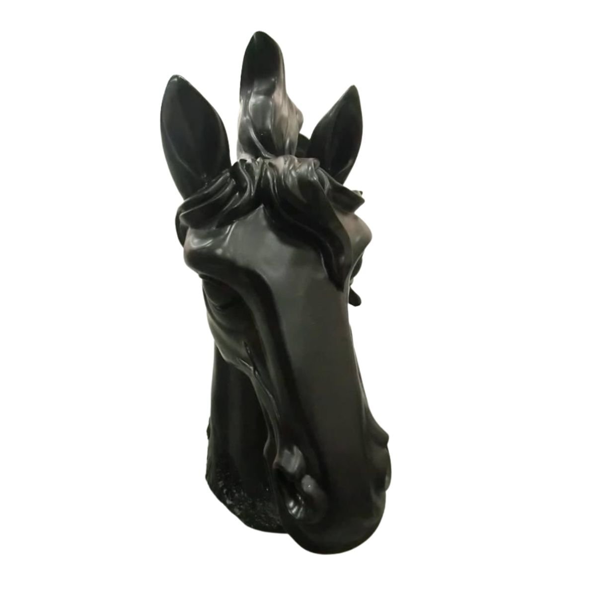 Escultura de cabeça de cavalo, em poliresina, cor preta - 2