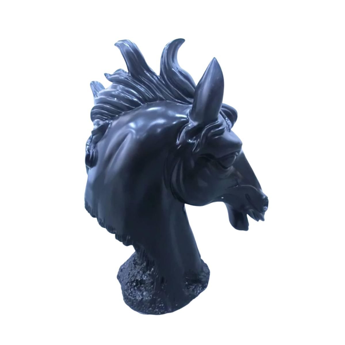 Escultura de cabeça de cavalo, em poliresina, cor preta - 3