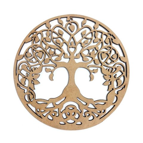 Mandala Arvore Vida - Mdf - Cru - Quadro Adesivo - 30cm