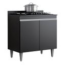 Ver imagem 1 de Balcão Armário Cooktop 80 Cm 2 Portas com Tampo Ellen Preto
