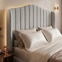 Ver imagem 2 de Cabeceira Estofada Cama Box Casal Padrão Arya 140cm Moderna Premium Bouclê Cinza Claro - Desk Design