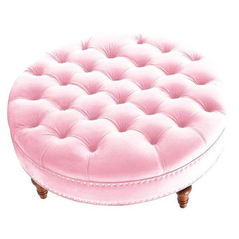 Puff Amara 60cm Suede Rosa Bebê Slk Decor