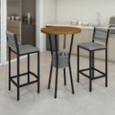 Ver imagem 1 de Conjunto Bistrô Mesa Redonda 2 Banquetas Madeira Maciça Ripada Porta-Gelo Prata/Freijó/Preto
