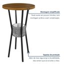 Ver imagem 5 de Conjunto Bistrô Mesa Redonda 2 Banquetas Madeira Maciça Ripada Porta-Gelo Prata/Freijó/Preto