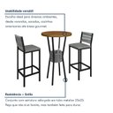 Ver imagem 6 de Conjunto Bistrô Mesa Redonda 2 Banquetas Madeira Maciça Ripada Porta-Gelo Prata/Freijó/Preto