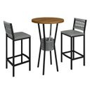 Ver imagem 2 de Conjunto Bistrô Mesa Redonda 2 Banquetas Madeira Maciça Ripada Porta-Gelo Prata/Freijó/Preto