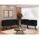Ver imagem 2 de Kit Sofá 2 Lugares + 2 Poltronas Corino para Recepção Preto Cor:preto