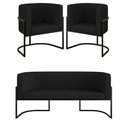 Ver imagem 1 de Kit Sofá 2 Lugares + 2 Poltronas Corino para Recepção Preto Cor:preto