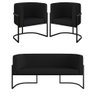 Kit Sofá 2 Lugares + 2 Poltronas Corino para Recepção Preto Cor:preto - 1