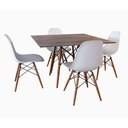 Ver imagem 1 de Mesa De Jantar Quadrada Amêndoa 90Cm Com 4 Cadeiras Brancas Cor: Branco