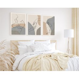 Kit 3 Quadros Decorativos Casal em Curvas Silhueta P/ Quarto Casa 60x40 Vinil - 3