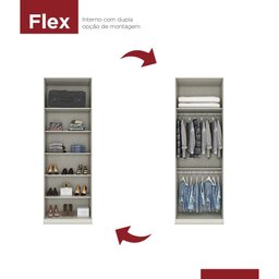 Guarda Roupa Armário Organizador Multiuso Roupeiro Quarto Cabideiro 2 Portas 5 Prateleiras Areia - 2