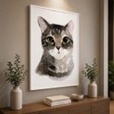 Ver imagem 3 de Quadro Canvas Gato Cinza Malhado 60X40cm Mold Preta