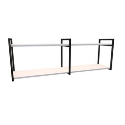 Nicho Industrial 2 Prateleiras Grécia Ferro Preto Tampo Branco 100cm - 1