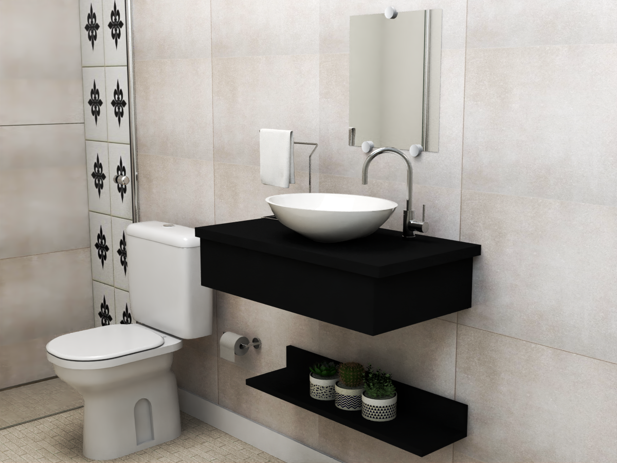 Bancada Armário Gabinete Para Banheiro Dublin 80cm- Preto é boa?
