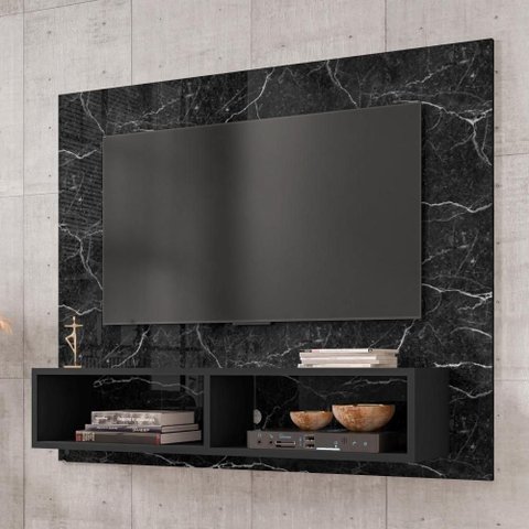 Painel para TV Tokyo Nero Marmorizado 43 108cm MDP com Nichos Oft Móveis