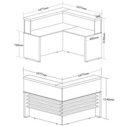 Balcão para Atendimento/recepção em L com Tampo e Sapatas Carvalho/branco - 6