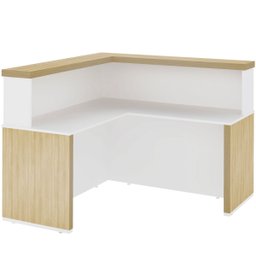 Balcão para Atendimento/recepção em L com Tampo e Sapatas Carvalho/branco - 3