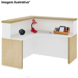 Balcão para Atendimento/recepção em L com Tampo e Sapatas Carvalho/branco - 4
