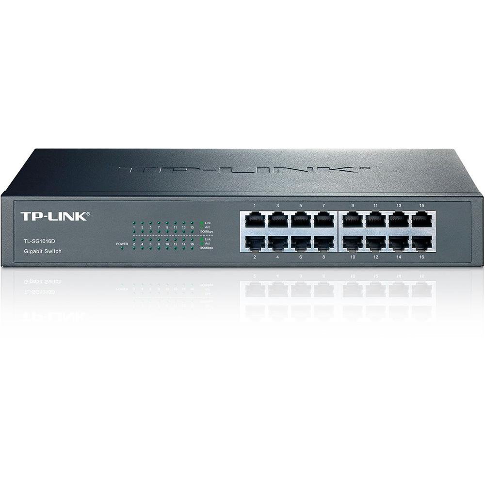 Switch 16 Portas Gigabit TP-Link 10/1000 TL-SG1016D Não Gerenciável Auto MDI / MDIX