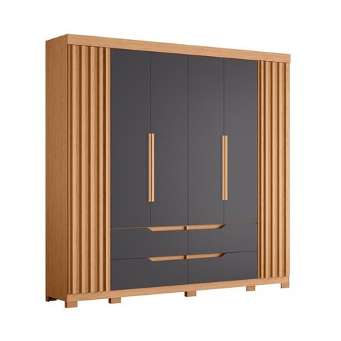 Guarda Roupa Doble Casal 6 Portas Freijó/titanium - Abz