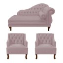 Ver imagem 1 de Divã Larissa 150 cm Esquerdo de quem senta e 2 Poltronas Genesis Suede Rose - LM DECOR