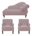 Ver imagem 1 de Divã Larissa 150 cm Esquerdo de quem senta e 2 Poltronas Genesis Suede Rose - LM DECOR