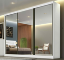 Ver imagem 1 de Guarda Roupa Casal com Espelho 100% MDF 3 Portas com Espelho de Correr 6 Gavetas 273cm Sollo Branco - Novo Horizonte