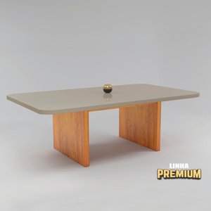 Mesa Diana Premium 220x110 Mdf/vidro Bom Pastor Naturale/pérola