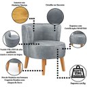 Ver imagem 4 de Conjunto 3 Cadeiras Modernas para Recepção Clinica Macia Tecido Veludo Confortável Pés de Madeira