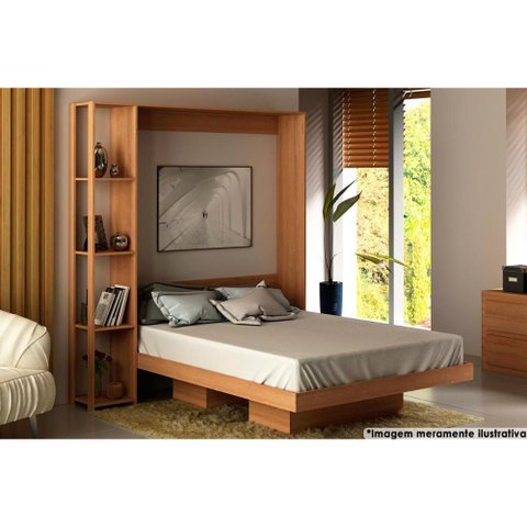 Cama de Casal Multifuncional Articulada Dobrável Cm8014 Amêndoa - Tecno Mobili