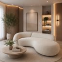 Ver imagem 1 de Sofá Zah 210 cm 3 Lugares Luxo Orgânico Curvo Bouclé Premium:Bouclé Off White