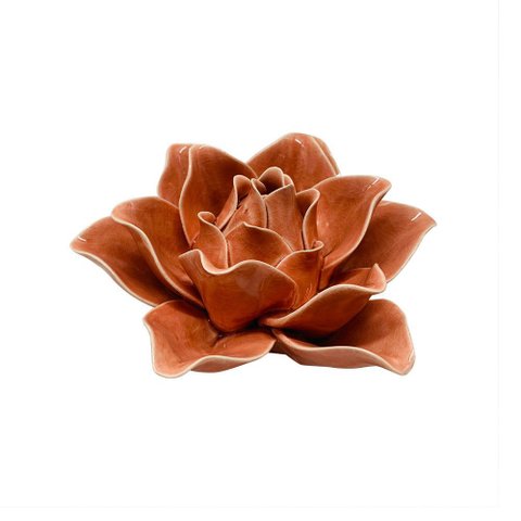 Peça Decorativa Flor em Cerâmica Salmão 13,5cm Dl0185 Btc