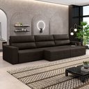 Ver imagem 1 de Sofá Retrátil 5 Lugares 374cm 3 Módulos Nero com USB Couro Marrom G52 - Gran Belo
