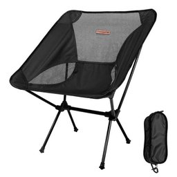 Cadeira Dobrável de Camping Pesca Preta Tela Suporta 140kg - 1