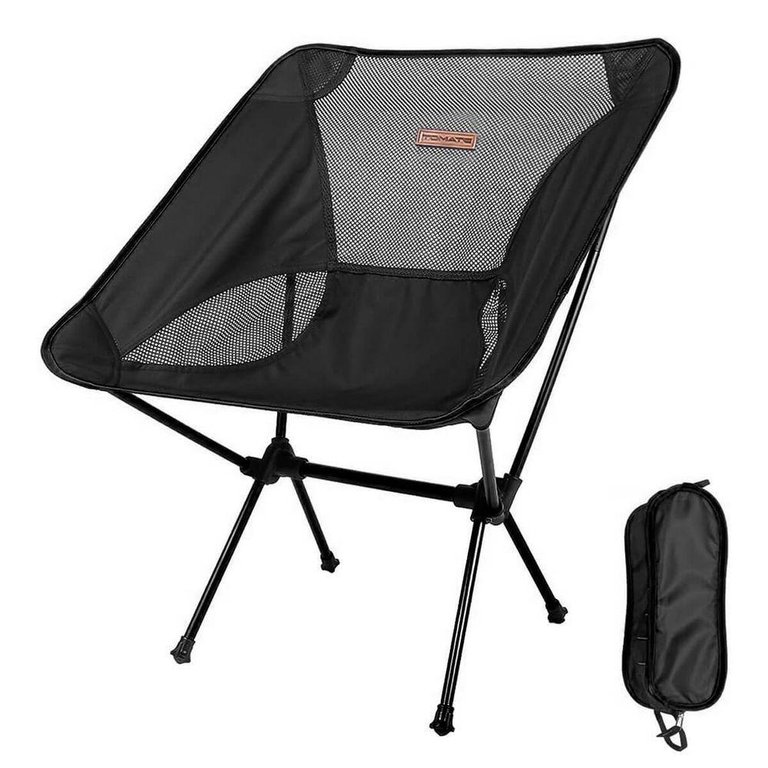 Cadeira Dobrável de Camping Pesca Preta Tela Suporta 140kg Cadeira Dobrável de Camping Pesca Preta Tela Suporta 140kg
