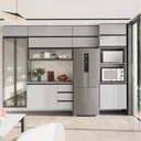 Ver imagem 2 de Cozinha Modulada 10 Peças 7 Aéreos 1 Balcão 1 Torre 1 Cristaleira Nara CabeCasa MadeiraOriginals