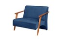 Ver imagem 1 de Poltrona Namoradeira Venus Braço Madeira Maciça Suede Unidecor Azul Bic
