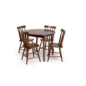 Conjunto Liso Clássico Colonial Redondo Mesa 4 Cadeiras