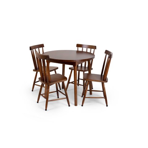 Conjunto Liso Clássico Colonial Redondo Mesa 4 Cadeiras