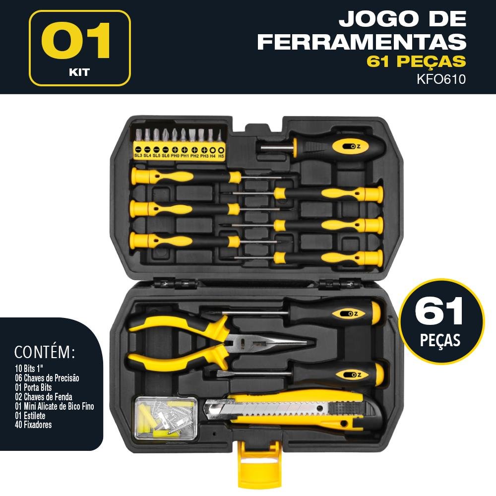 Jogo de ferramentas Oz Modelo KFO610 61 pcs - 2