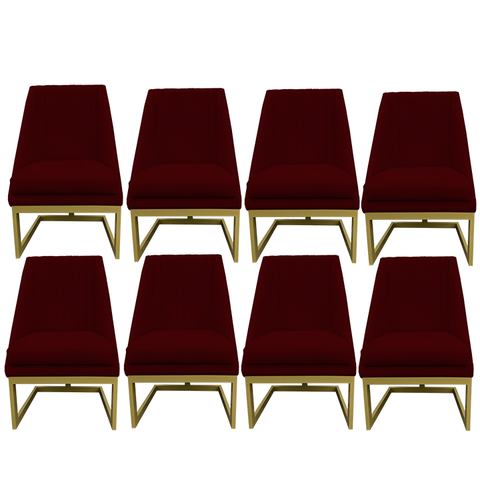 Kit 08 Cadeiras para Sala de Jantar Ana Base de Ferro Suede Marsala - D'classe Decor