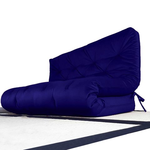 Colchão Futon Casal Dobrável Sofá Cama Azul Royal Acquablock