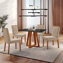 Ver imagem 1 de Conjunto Sala de Jantar Mesa Floripa Madeira Maciça 90x90cm Tampo Quadrado Vidro Preto com 4 Cadeira