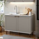 Ver imagem 5 de Balcão para Cozinha Modulada 120cm C/ 2 Portas Mdf Provençal Cor:fendi com Branco
