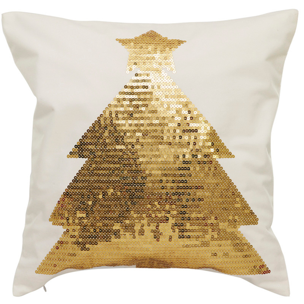 Capa de Almofada Natalina Àrvore de Natal Paetê 45x45:Dourado